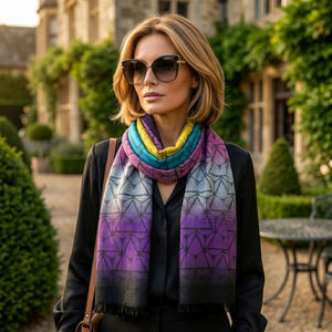 Black Purple Geometric Pattern Scarf